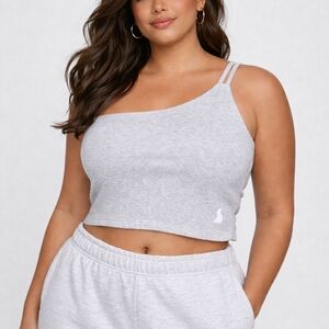 Kuwalla Tee Asymmetrical One Strap Ribbed Tube Top NWT Minimalist Y2K Neutral